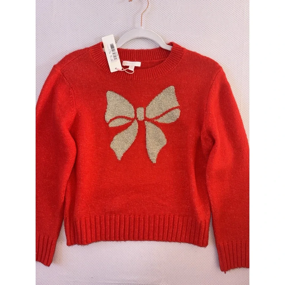NWT Gianni Bini Little Girls Long Sleeve Glitter Bow Sweater Size‎ XL (16)